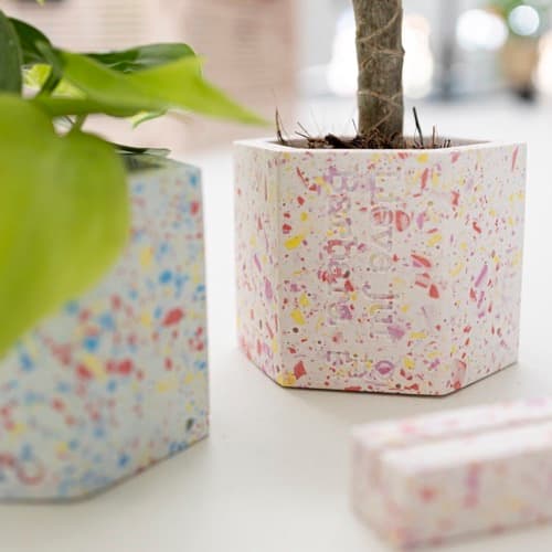 Gespikkelde terrazzo plantenpotten